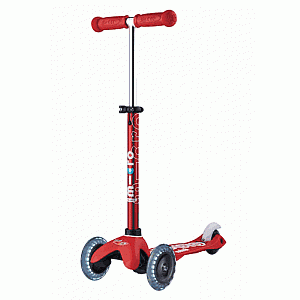 Red Mini Micro Deluxe Scooter with LED Wheels